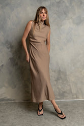 Shay Midi Dress in Mocha