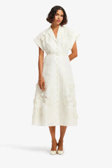 Aubrey Appliqué Shirt Midi Dress - Snow