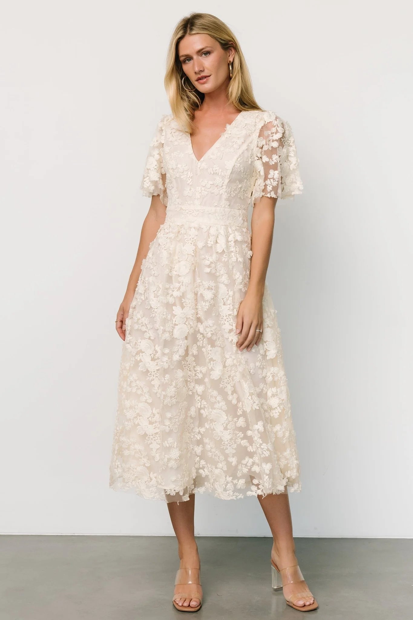 Sadie Embroidered Midi Dress | Vintage Cream