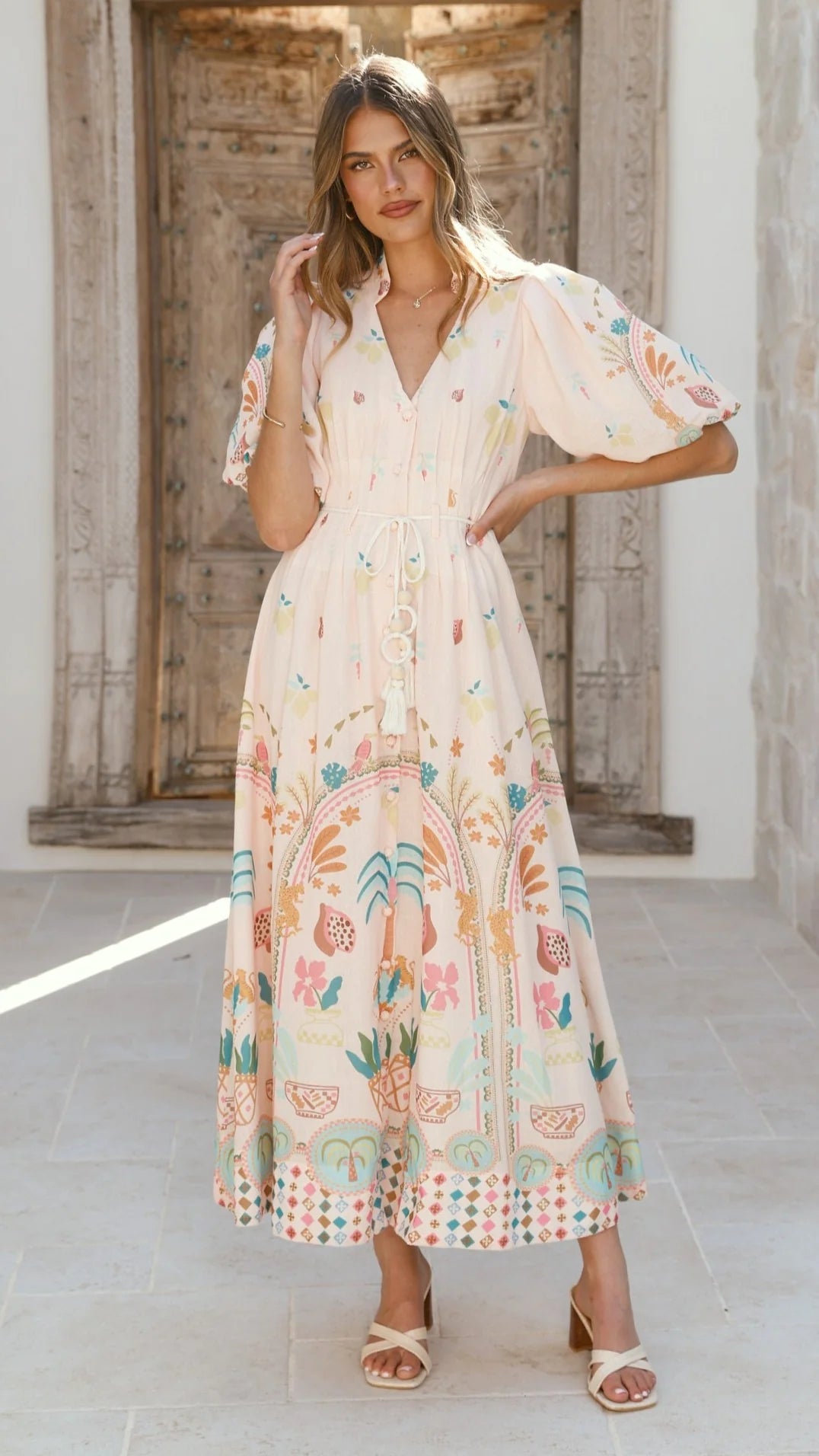 Tamsin Midi Dress - Acacia Palm